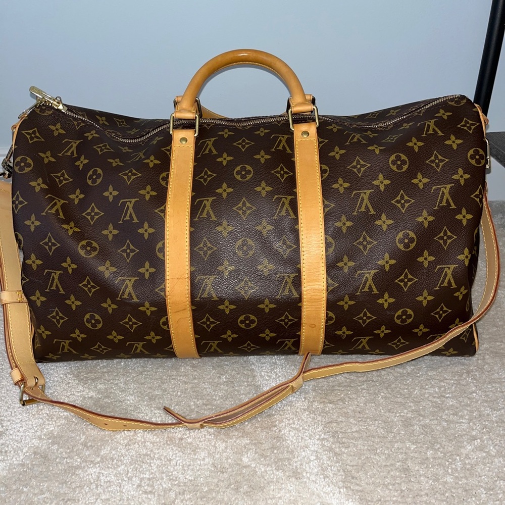 Authentic Louis Vuitton Keepall 50 Bandouliere Travel Bag Monogram